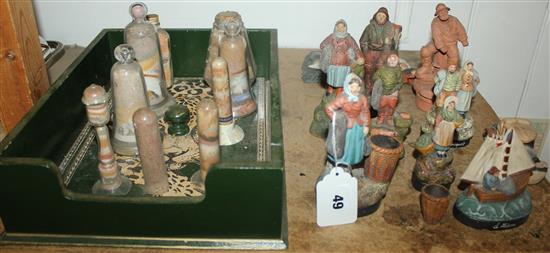 German terracotta figurines & sand bells etc